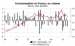 Consommation des ménages en France en juin 2010 : forte chute